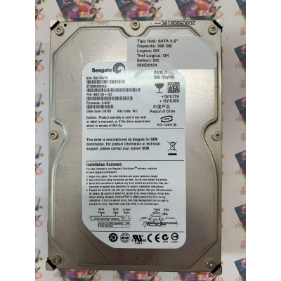 Hard Disk Usato Funzionante 100% Ok  SATA 3,5" 300Gb SEAGATE ST3300820SCE 9BK133-193 3.ACH 09125 WU