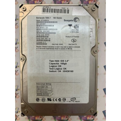 Hard Disk Usato Funzionante 100% Ok IDE 3,5" 160gb SEAGATE ST3160021A 9W2001-631 8.11 06342 TK