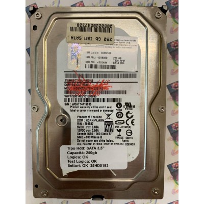 Hard Disk Usato Funzionante 100% Ok SATA 3,5" 250gb IBM WD2502ABYS-23B7A0 HRGNHVJABN 04 OCT 2008