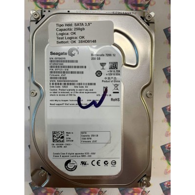 Hard Disk Usato Funzionante 100% Ok SATA 3,5" 250Gb SEAGATE ST3250312AS 9YP131-519 JC47 11512 SU 5000C5003DF6DDD9