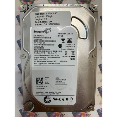 Hard Disk Usato Funzionante 100% Ok SATA 3,5" 250Gb SEAGATE ST3250312AS 9YP131-519 JC47 11512 TK 5000C500359A693E