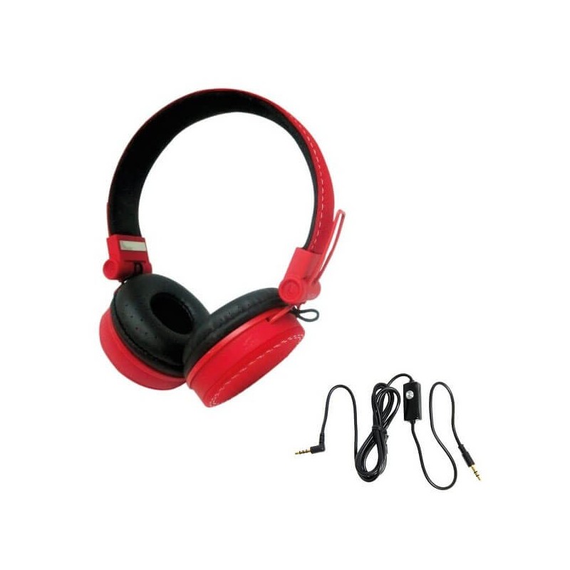 Cuffie Headphones Super Bass con microfono e regolatore volume Vultech HD-03R - Rosso