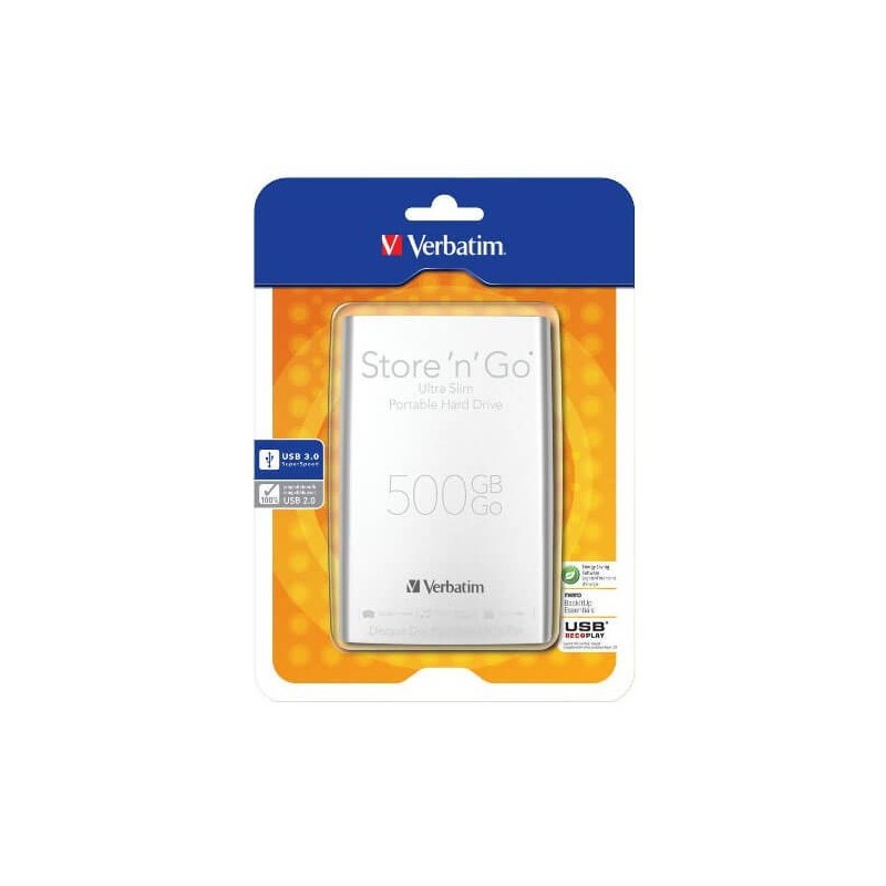Hard Disk Esterno Verbatim 2,5" 500 Gb Usb 3.0 2.0 53151 Argento Blister