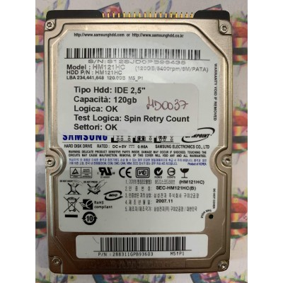 Hard Disk Usato Semifunzionante IDE 2,5" 120GB SAMSUNG HM121HC 288311GPB93603 2007.11
