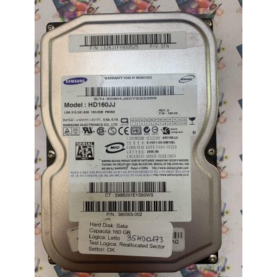 Hard Disk Usato Semifunzionante SATA 3,5" 160gb SAMSUNG HD160JJ 380305-002 100-33 REV A 2005.09