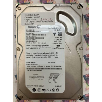 Hard Disk Usato Semifunzionante SATA 3,5" 160gb SEAGATE ST3160812AS 9BD132-276 3.AAK 07324 WU