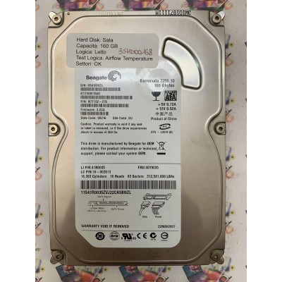Hard Disk Usato Semifunzionante SATA 3,5" 160gb SEAGATE ST3160815AS 9CY132-276 3.CCA 08216 SU
