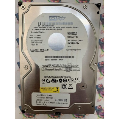 Hard Disk Usato Semifunzionante SATA 3,5" 160gb WESTERN DIGITAL WD1600JS WD1600JS-00NCB1 DBBANTJAHN 24 FEB 2007