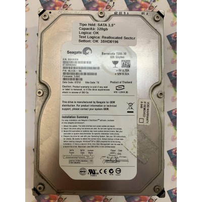 Hard Disk Usato Semifunzionante SATA 3,5" 320gb SEAGATE ST3320820AS 9BJ13G-196 3.AAC 07212 TK