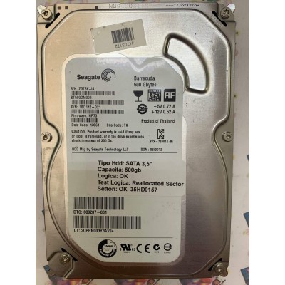Hard Disk Usato Semifunzionante SATA 3,5" 500gb Seagate ST500DM002 1BD142-021 HP73 13061 TK
