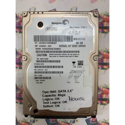 Hard Hard Disk Usato Funzionante 100% Ok SATA 2,5" 80GB SEAGATE ST980813AS 9S5132-621 3.AHE 09035 WU