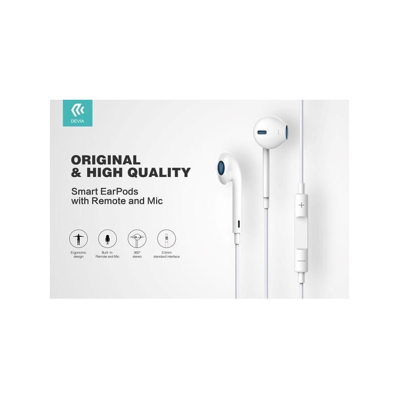 Auricolari con Microfono Devia DESMEP077W e controllo EarPods 1.2 mt Bianco