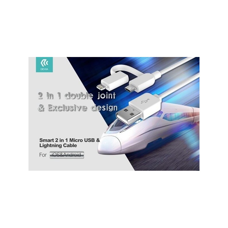 Cavo Smart 2 in 1 Devia DESLU107W Micro Usb & Lightning 1mt