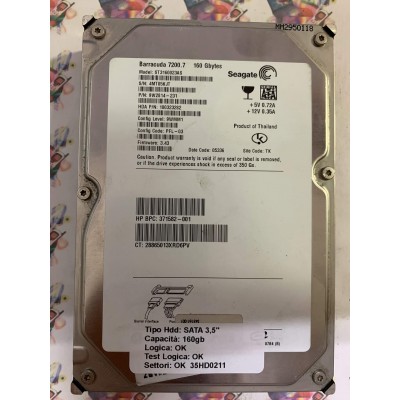 Hard Disk Usato Funzionante 100% Ok SATA 3,5" 160gb SEAGATE ST3160023AS 9W2814-231 3.43 05336 TK
