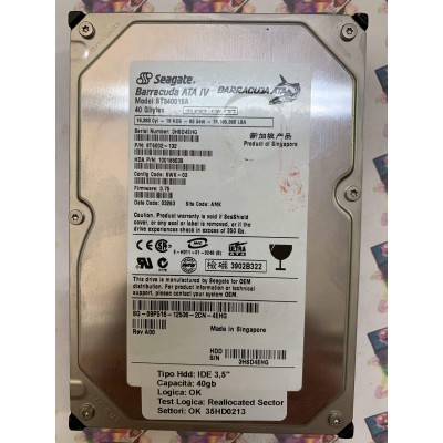 Hard Disk Usato Semifunzionante IDE 3,5" 40gb SEAGATE ST340016A 9T6002-132 3.75 03263 AMK