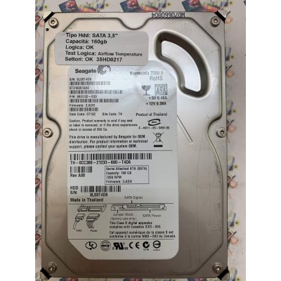 Hard Disk Usato Semifunzionante SATA 3,5" 160gb SEAGATE ST3160812AS 9BD132-033 3.ADH 07132 TK
