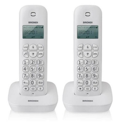 Telefono Cordless Brondi Gala Twin Bianco Digital Dect GAP Eco Dect Confezione 2 Pezzi