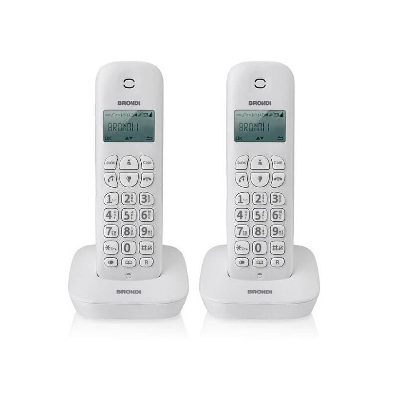 Telefono Cordless Brondi Gala Twin Bianco Digital Dect GAP Eco Dect Confezione 2 Pezzi