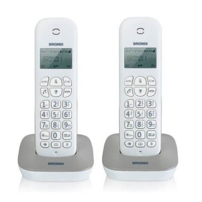 Telefono Cordless Brondi Gala Twin Grigio Digital Dect GAP Eco Dect Confezione 2 Pezzi