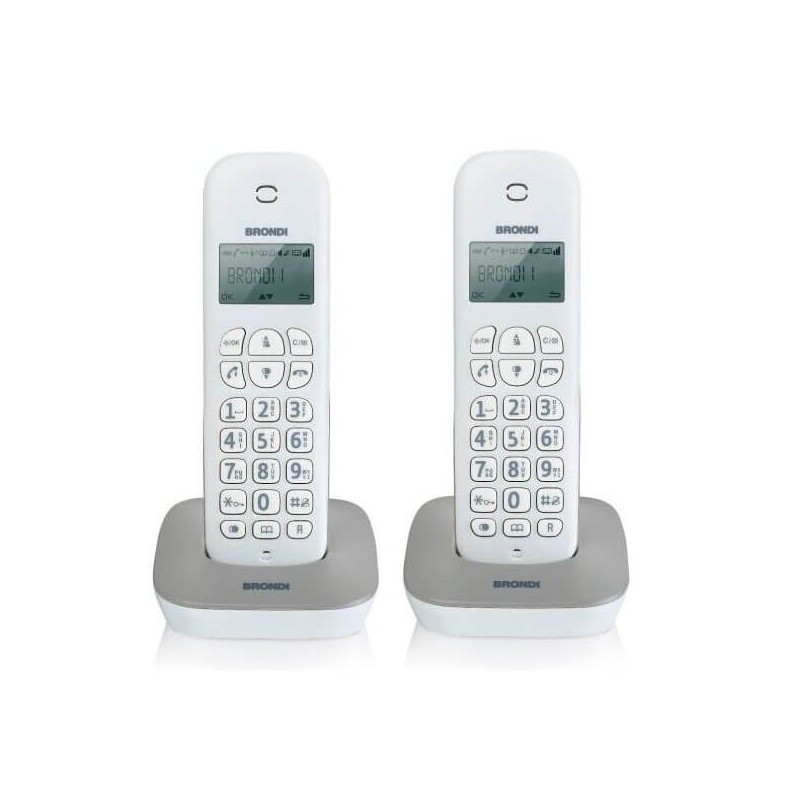 Telefono Cordless Brondi Gala Twin Grigio Digital Dect GAP Eco Dect Confezione 2 Pezzi