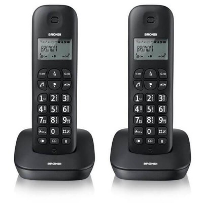 Telefono Cordless Brondi Gala Twin Nero Digital Dect GAP Eco Dect Confezione 2 Pezzi