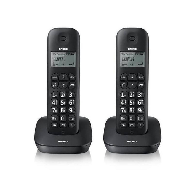 Telefono Cordless Brondi Gala Twin Nero Digital Dect GAP Eco Dect Confezione 2 Pezzi