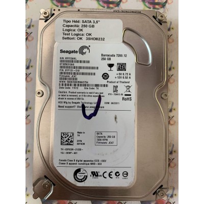 Hard Disk Usato Funzionante 100% Ok SATA 3,5" 250gb SEAGATE ST3250312AS 9YP131-519 JC47 11512 TK