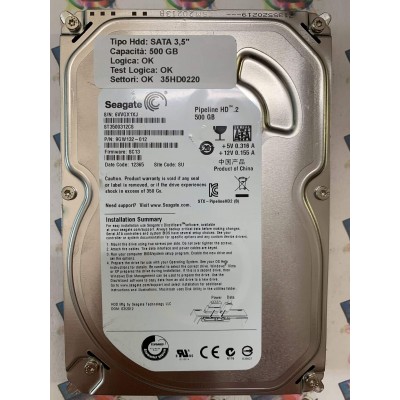Hard Disk Usato Funzionante 100% Ok SATA 3,5" 500gb SEAGATE ST3500312CS 9GW132-012 SC13 12365 SU