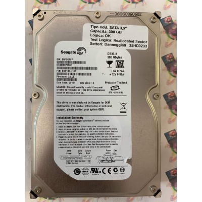 Hard Disk Usato Semifunzionante SATA 3,5" 300gb SEAGATE ST3300820SCE 9BK133-180 3.ACE 09171 TK