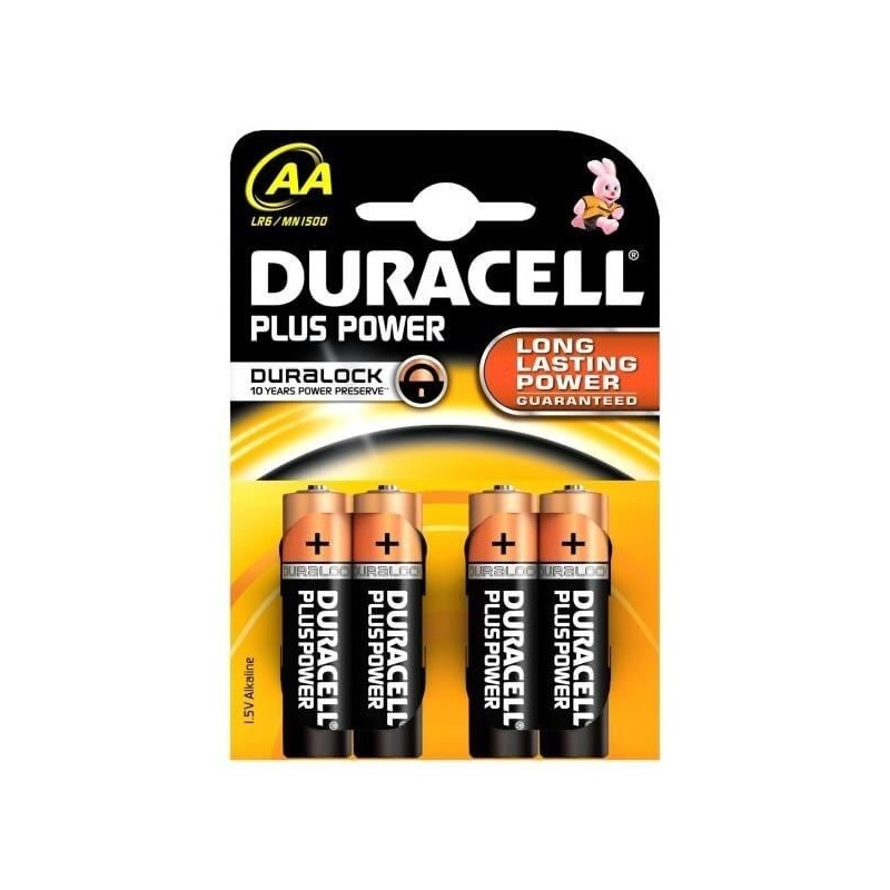 Blister 4 Batterie Duracell AA Stilo 1,5v MN1500 Plus Power