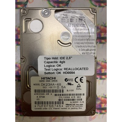 Hard Disk Usato Semifunzionante IDE 2,5" 4,87GB HITACHI DK23AA-48