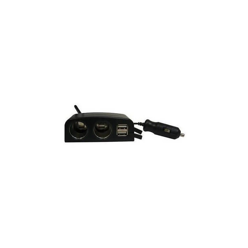 Carica Batterie Auto con 2 Usb e 2 Accendisigari