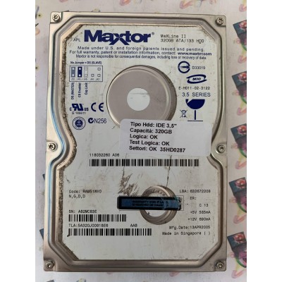 Hard Disk Usato Funzionante 100% Ok IDE 3,5" 320gb MAXTOR MAXLINE II 5A320J00818E6 RAM51WV0 13 APR 2005