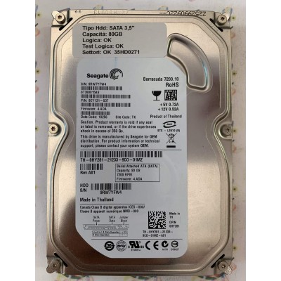 Hard Disk Usato Funzionante 100% Ok SATA 3,5" 80gb SEAGATE ST380815AS 9CY131-037 4.ADA 10256 TK