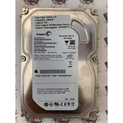 Hard Disk Usato Semifunzionante SATA 3,5" 160gb SEAGATE ST3160815AS 9CY131-042 3.BQA 09032 TK