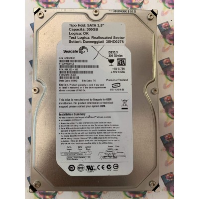 Hard Disk Usato Semifunzionante SATA 3,5" 300gb SEAGATE ST3300820SCE 9BK133-180 3.ACE 08422 TK