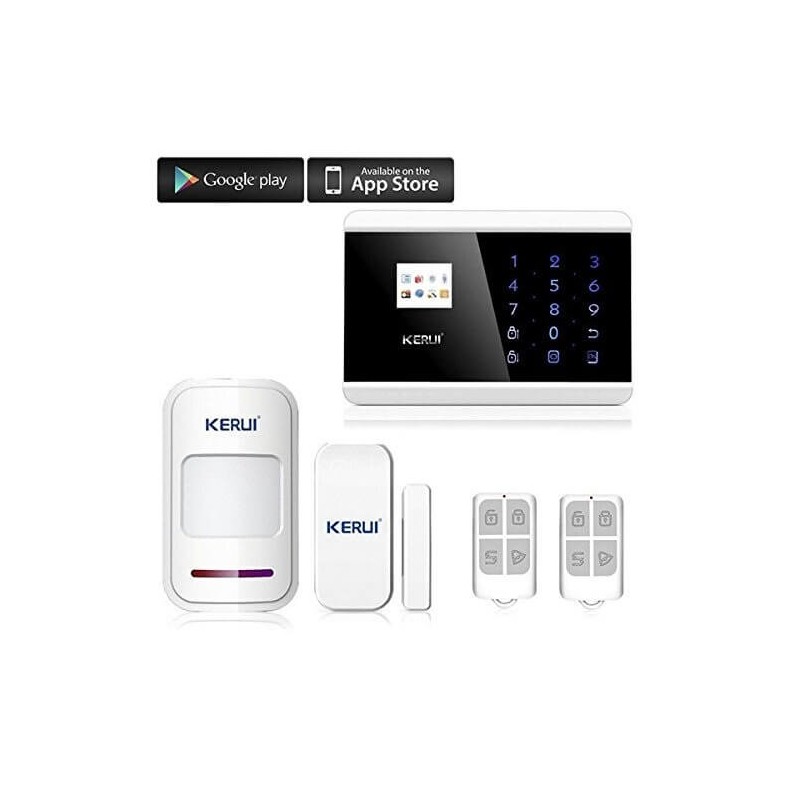 Kit Allarme Interno GSM Centralina 8218G 1 Sensore di Movimento 1 Sensore Porte/Finestre 2 telecomandi