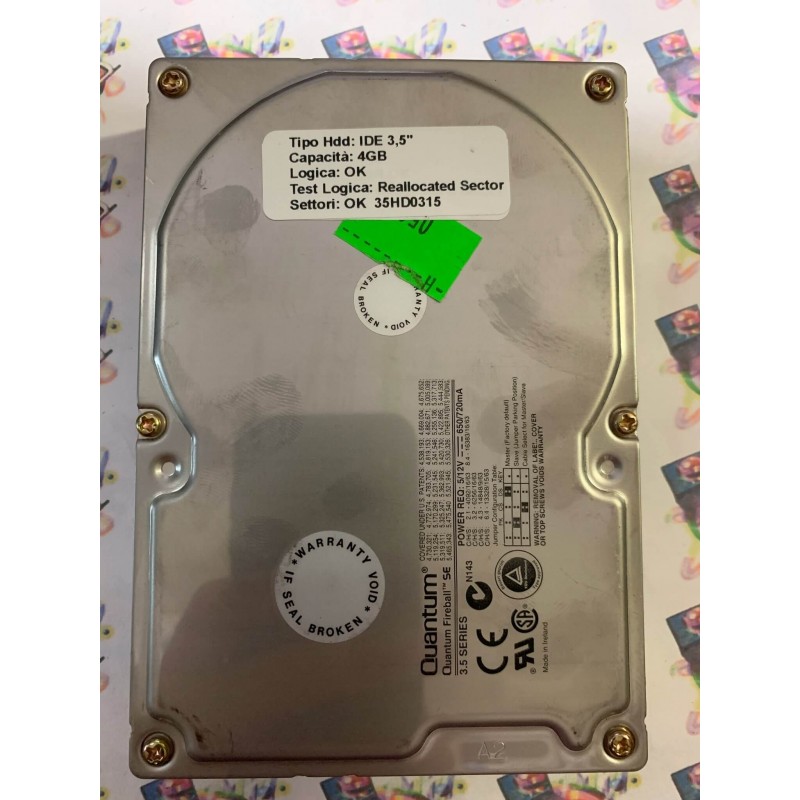 Hard Disk Usato Semifunzionante IDE 3,5" 4gb QUANTUM FIREBALL SE SE43A012 rev 01-B