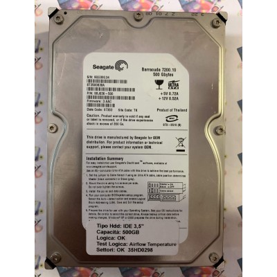 Hard Disk Usato Semifunzionante IDE 3,5" 500gb SEAGATE ST3500830A 9BJ036-500 3.AAC 07303 TK