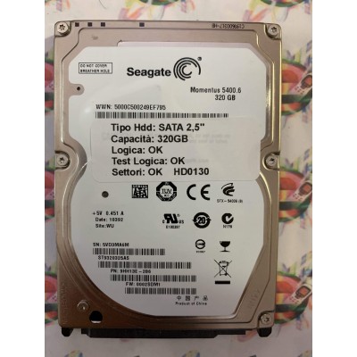 Hard Hard Disk Usato Funzionante 100% Ok SATA 2,5" 320GB SEAGATE ST9320325AS 9HH13E-286 0002SDM1 10392 WU