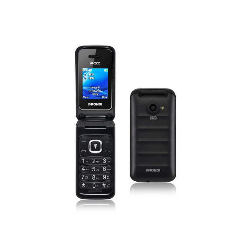 BRONDI CELLULARE FOX NERO Display 1.77" GSM Flip Attivo Dual SIM 1.3 MpX Radio FM