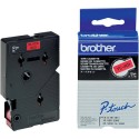 Nastro Originale Brother TC-401 TC401 12mm 7,7 metri Nero su Rosso non laminato
