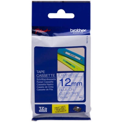 Nastro Originale Brother TZE-133 TZE133 12mm 8 metri Blu su Clear Laminato