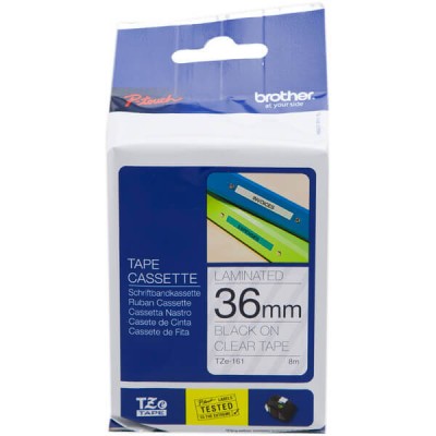Nastro Originale Brother TZE-161 TZE161 36mm 8 Metri Nero su Clear Laminato