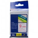 Nastro Originale Brother TZE-222 TZE222 9mm 8 Metri Rosso su Binaco Laminato