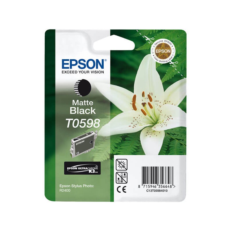 Cartuccia Originale Epson C13T05984010 T0598 MBK Matte Black Nero 13ML 520 Pagine