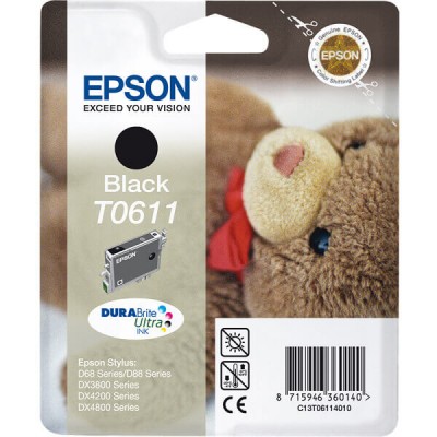 Cartuccia Originale Epson C13T06114010 T0611 Bk Nero 8ML 250 Pagine