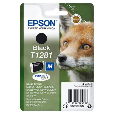 Cartuccia Originale Epson C13T12814012 T1281 Bk Nero 5,9ML 170 Pagine