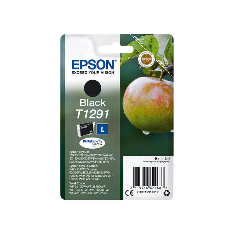Cartuccia Originale Epson C13T12914012 T1291 Bk Nero 11,2ML 380 Pagine