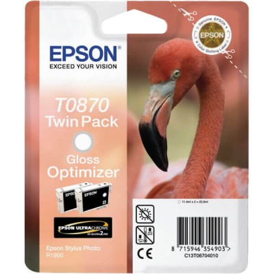 Kit 2 Cartucce Originali Epson C13T08704010 T0870 Gloss Optimizer 11,4ml 7230 Pagine